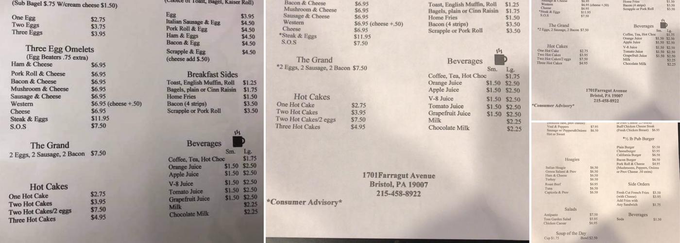 Tiffany's Cafe Menu