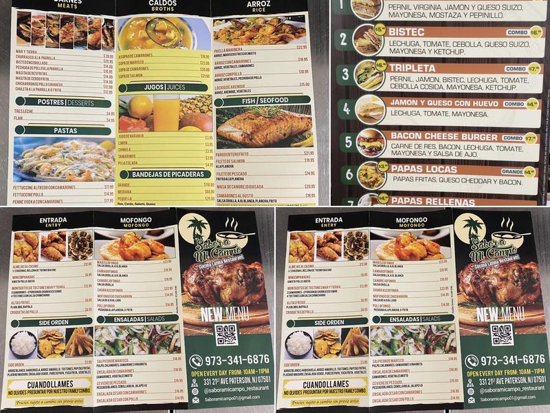 Sabor a mi Campo restaurant Menu