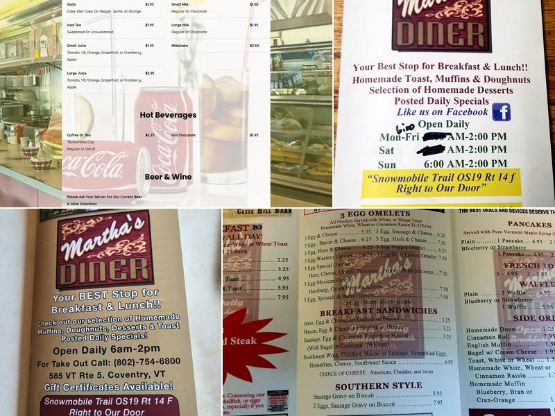 Martha’s Diner Menu