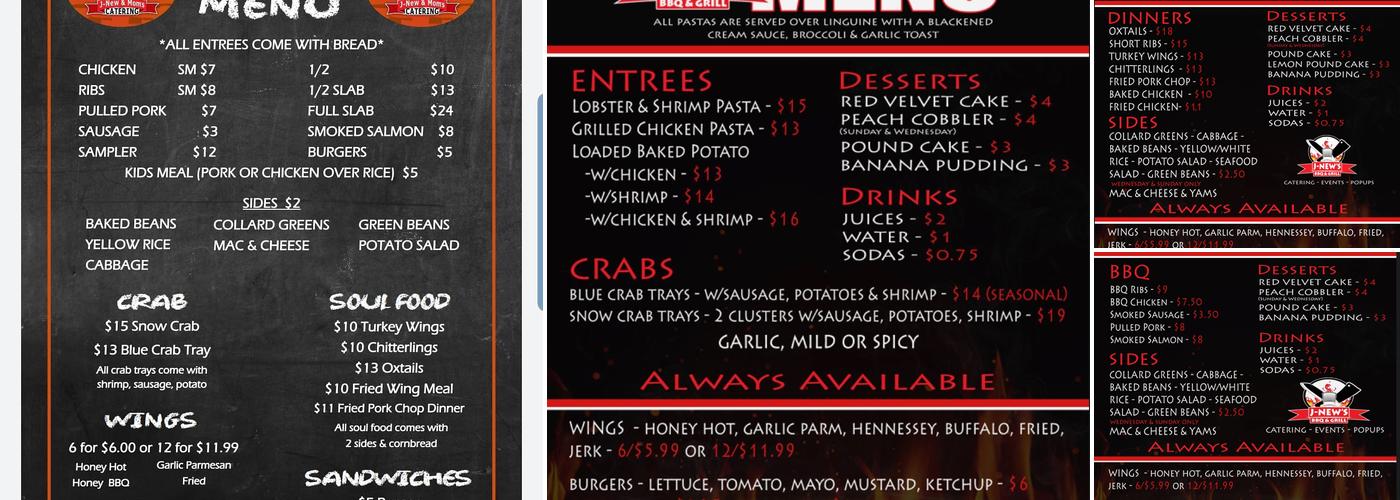 J-New's BBQ & Grill @ J-New and Mom's Catering Menu