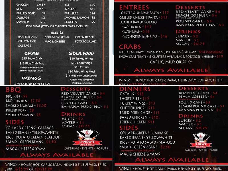 J-New's BBQ & Grill @ J-New and Mom's Catering Menu