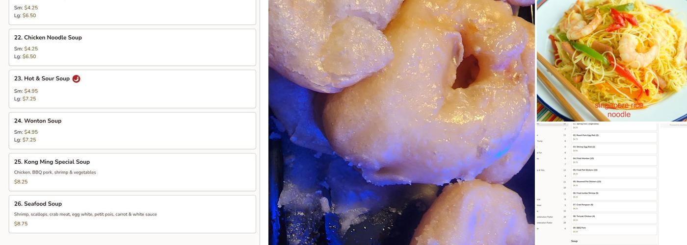 New Kong Ming Chinese Restaurant Menu