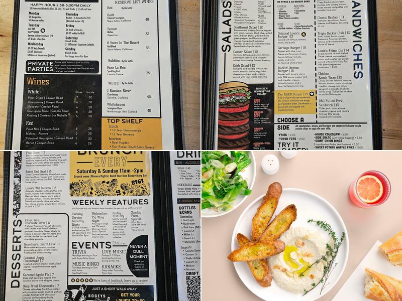 Louie's Corner Bar Menu