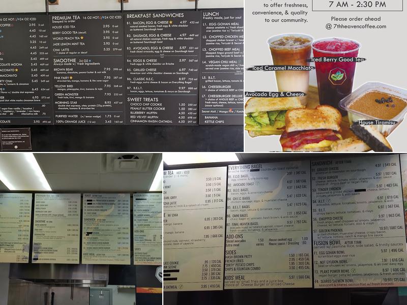 7th Heaven Coffee & Eatery Menu