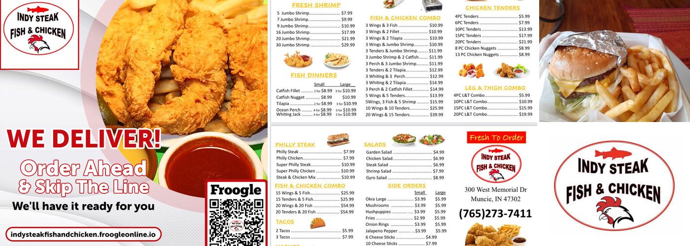 Indy steak fish & chicken Menu