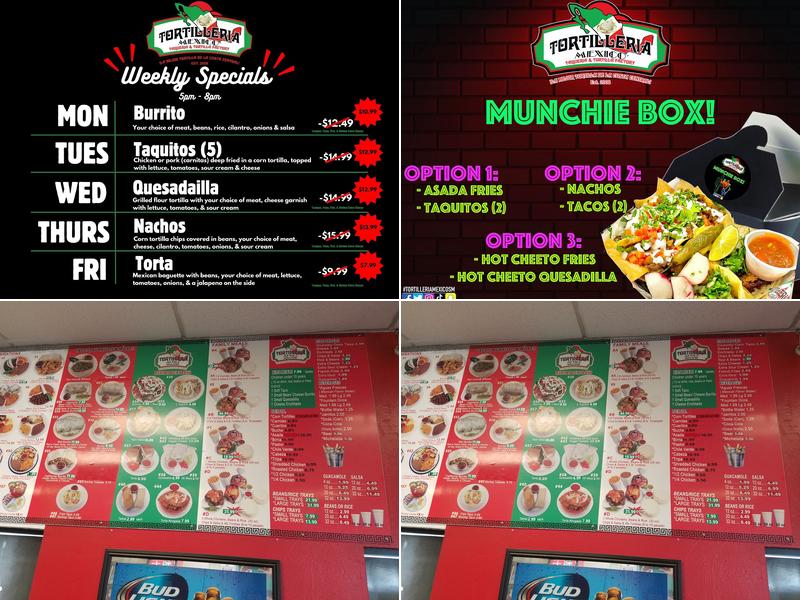 Tortilleria Mexico Menu