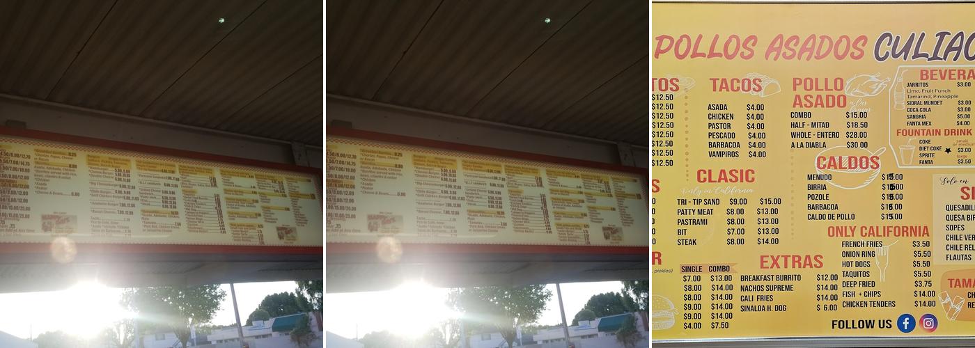 Pollo's Culiacan Menu