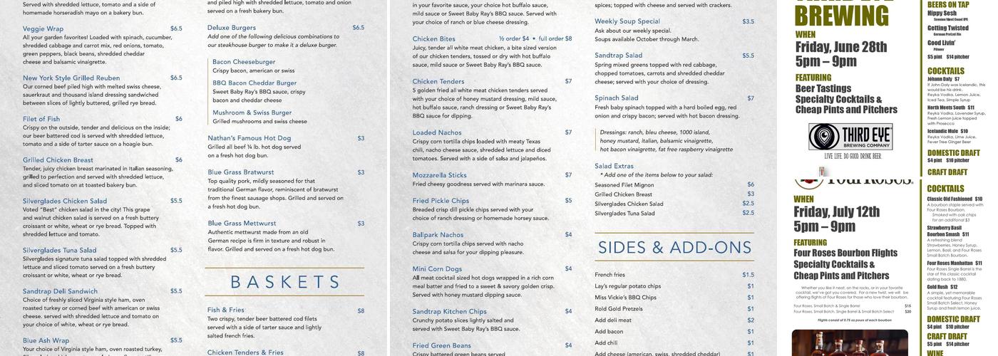 Sandtrap Grill Menu