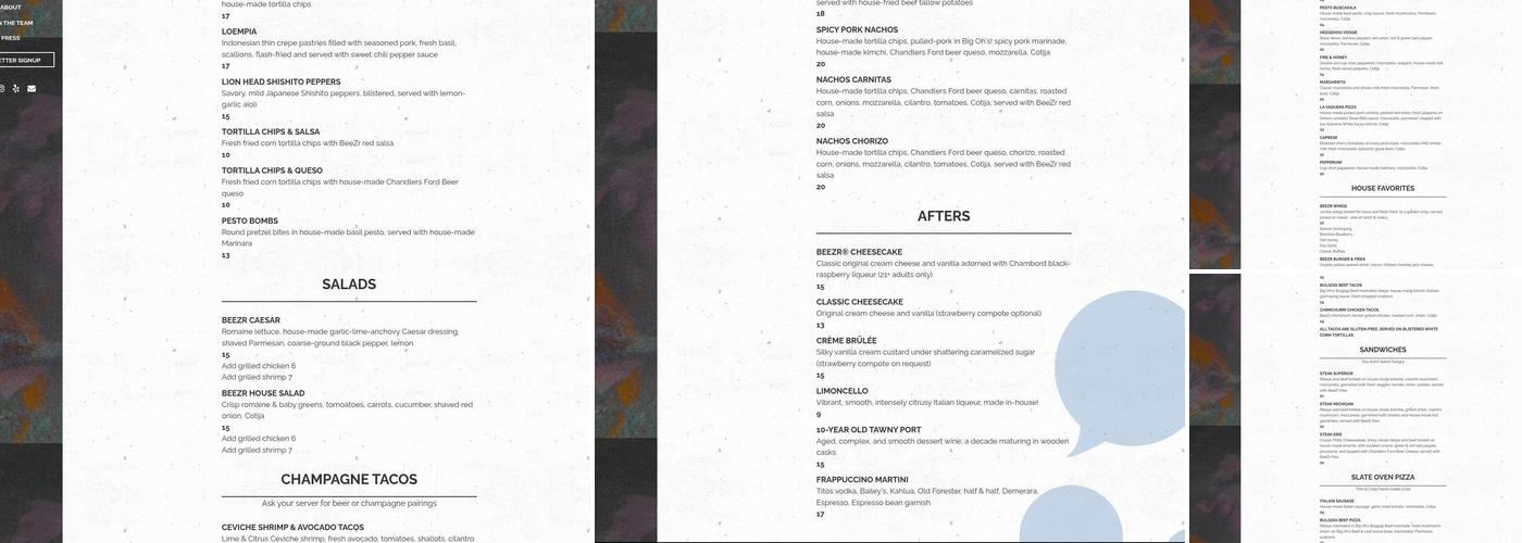 BeeZr Menu