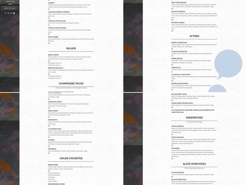 BeeZr Menu