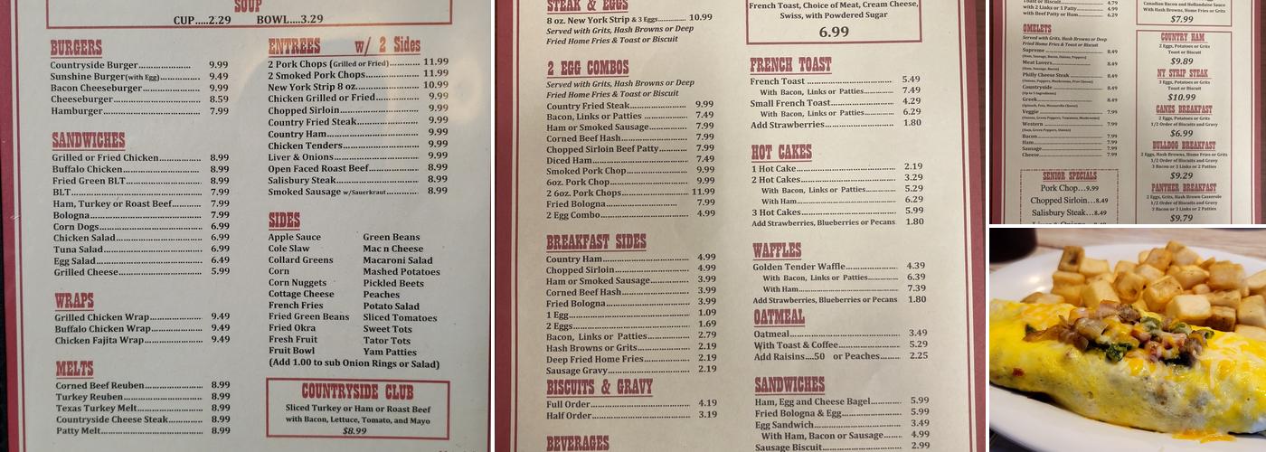 Countryside Diner Menu
