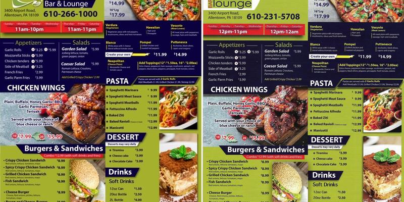 Allen bar and lounge Menu