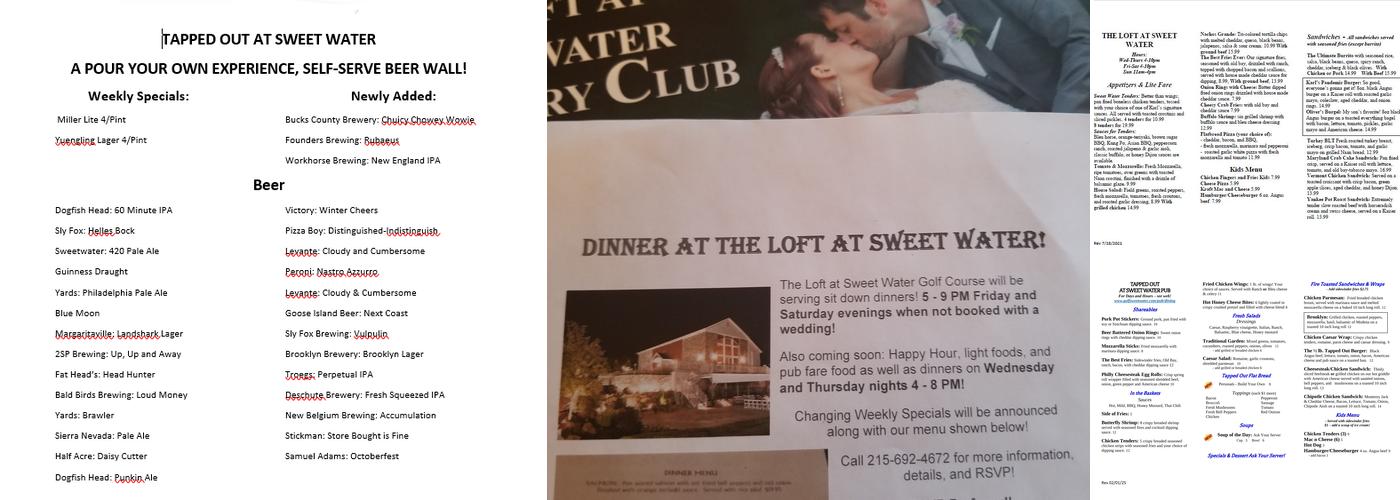 Tapped Out at Sweet Water Menu