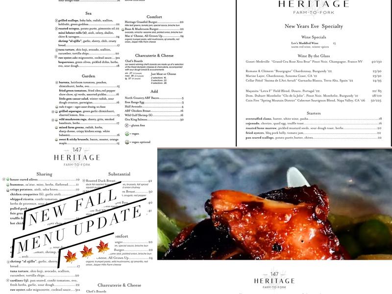 Heritage 147 Menu