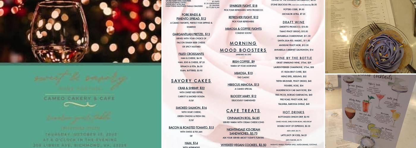 Cameo Cakery And Cafe Menu