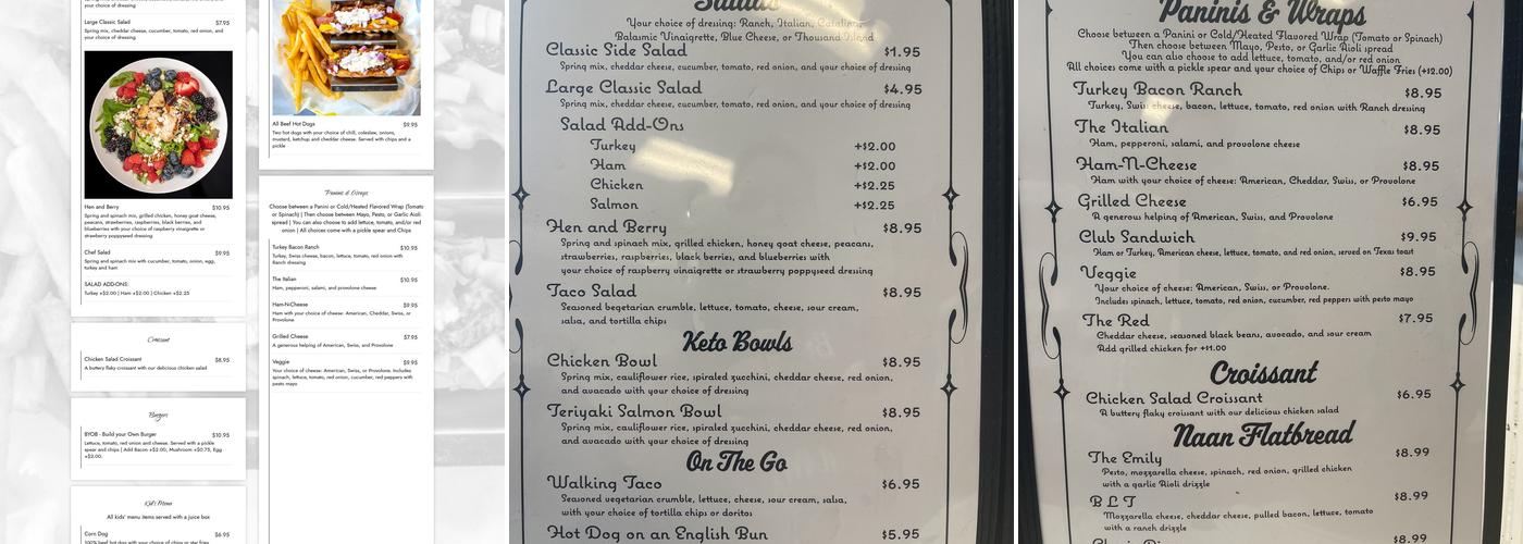 Valley Cakes and Cafe Menu