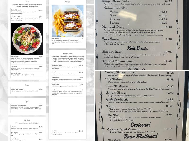 Valley Cakes and Cafe Menu