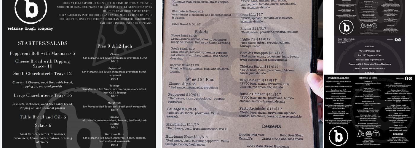 Belknap Dough Company Menu
