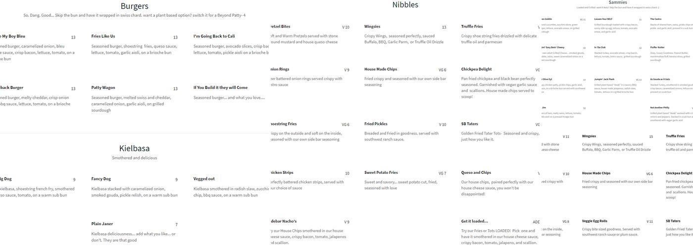 the side bar Menu