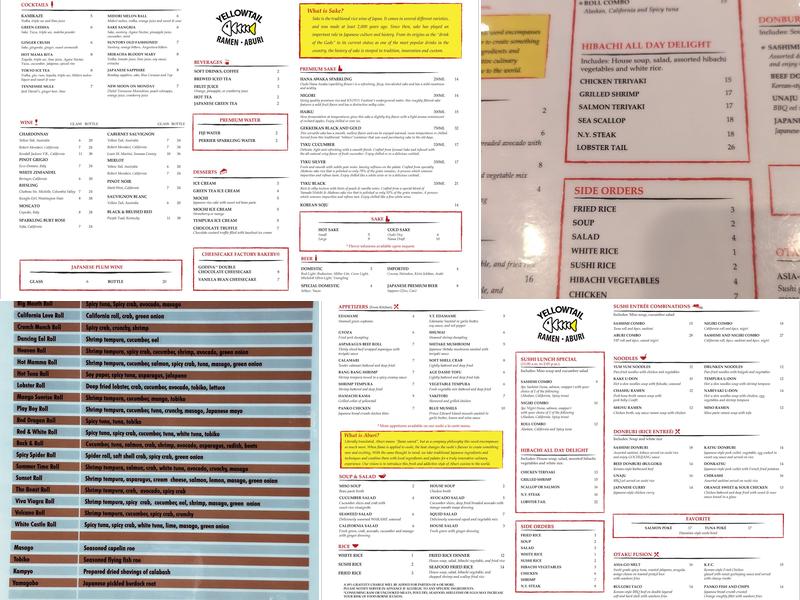 Yellowtail Ramen & Aburi Menu