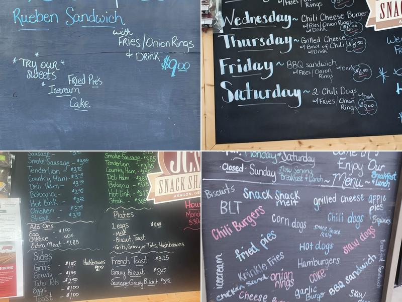 JC's Snack Shack and Ice Machine Menu