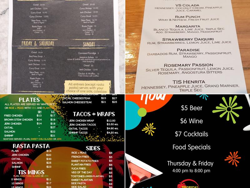 Tropical Island Spice Menu