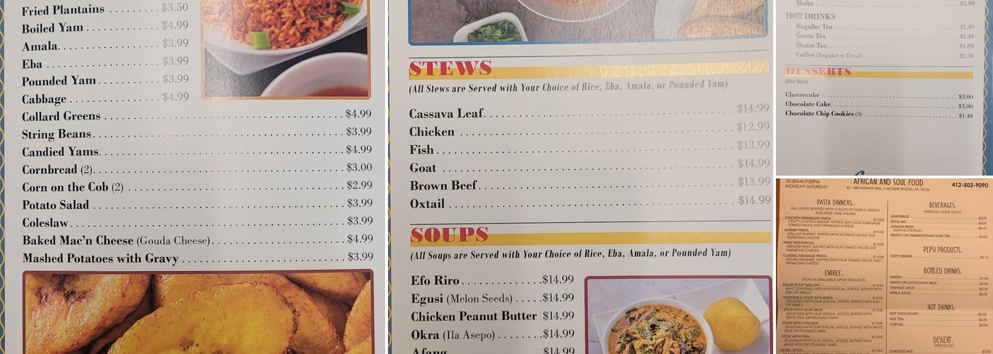 FABS RESTAURANT Menu