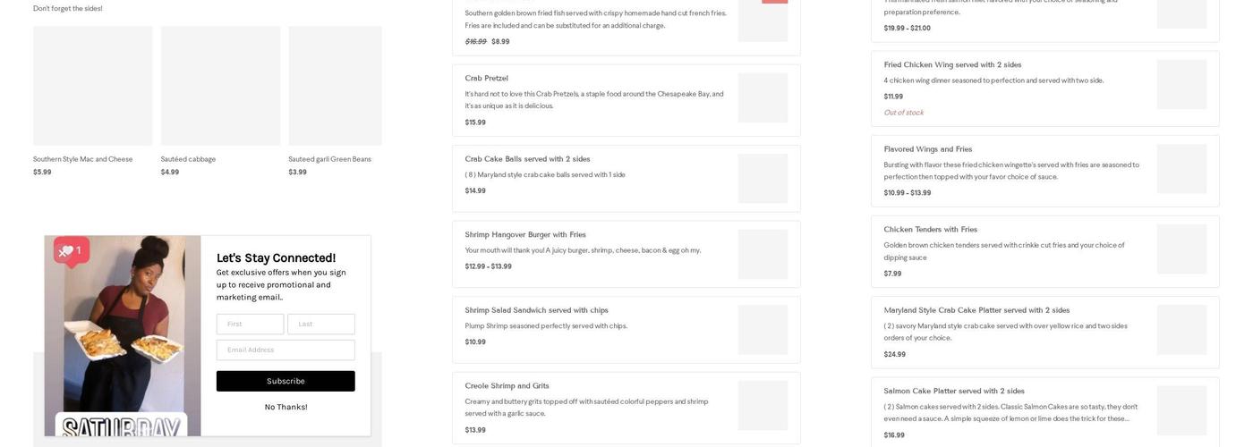 Chef Ty Southern Flair Menu