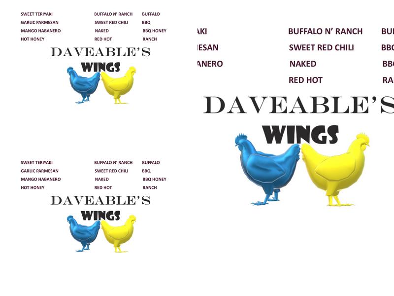 Daveables Wings Menu