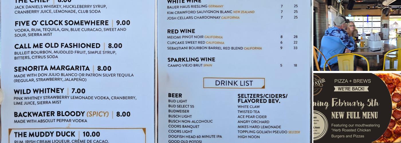 Backwater Bar & Grill Menu