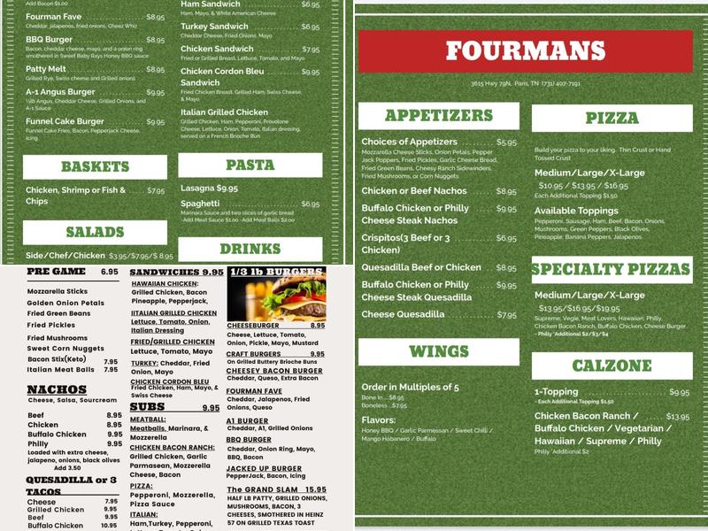 FOURMANS Menu