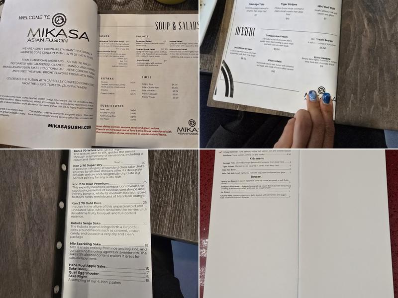 Mikasa Asian Fusion Menu