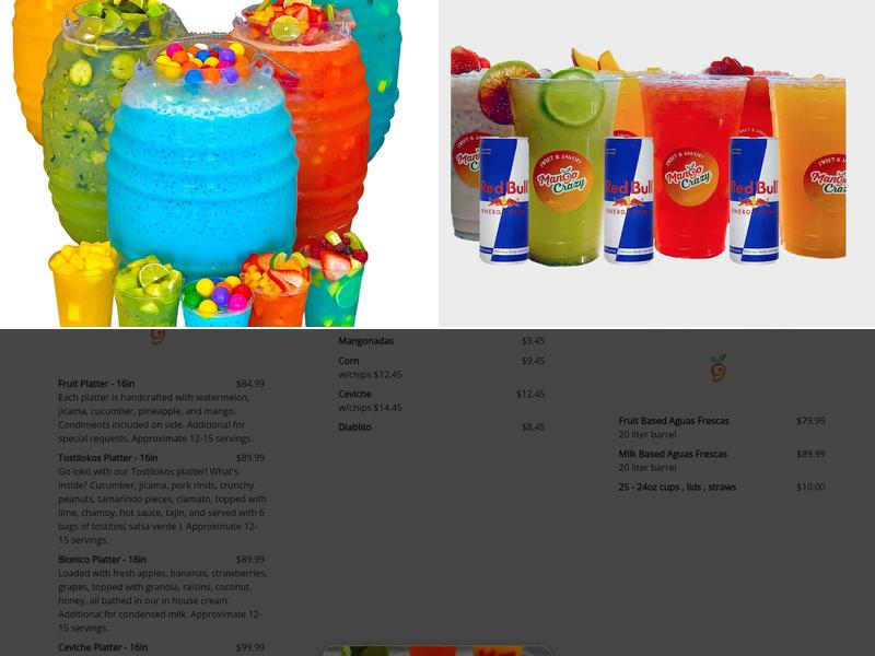 Mango Crazy Menu