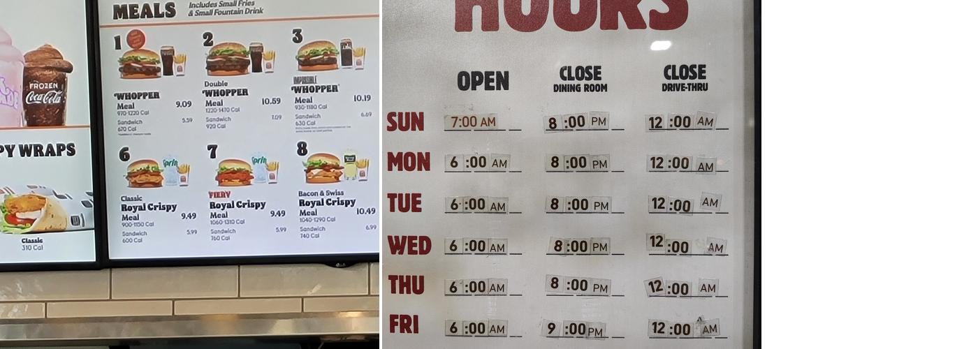 Burger King Menu