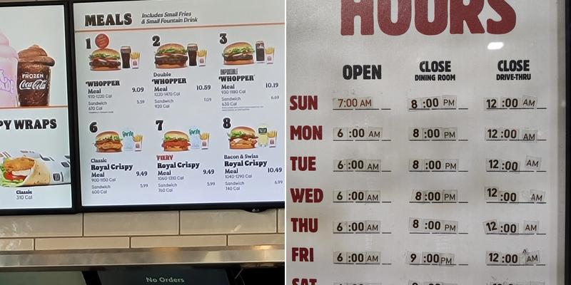 Burger King Menu