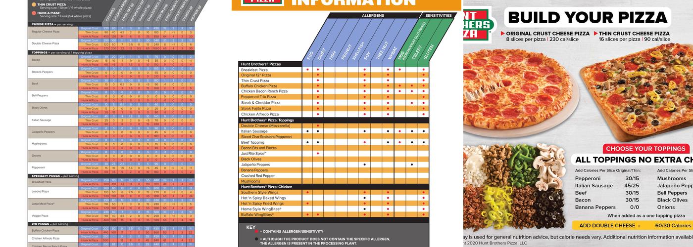 Hunt Brothers Pizza Menu