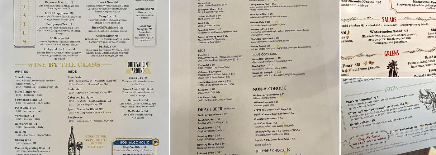 Shepherd & Sims Menu