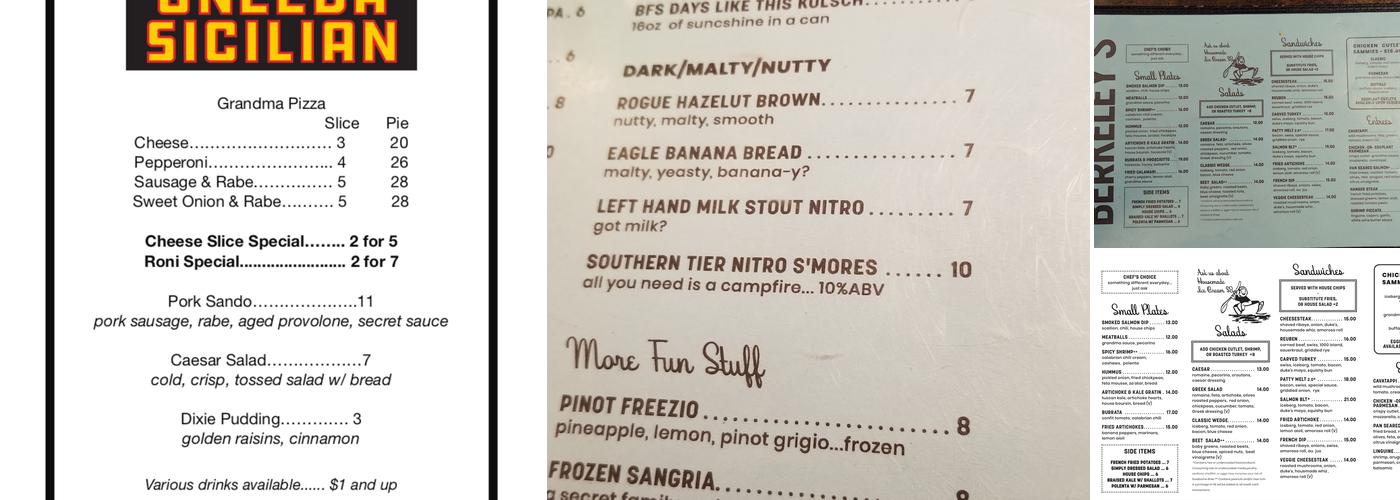 Berkeley's Menu