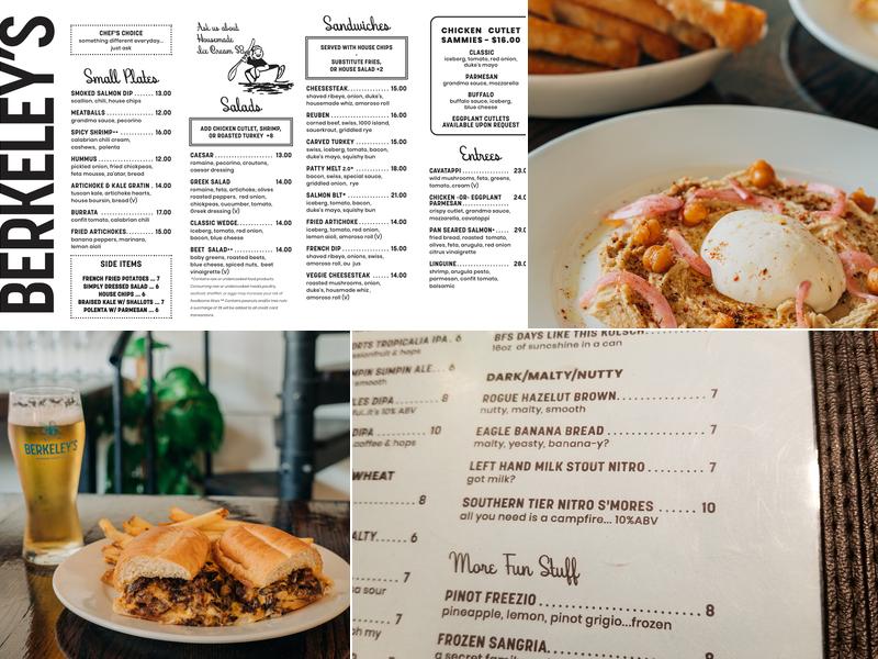 Berkeley's Menu