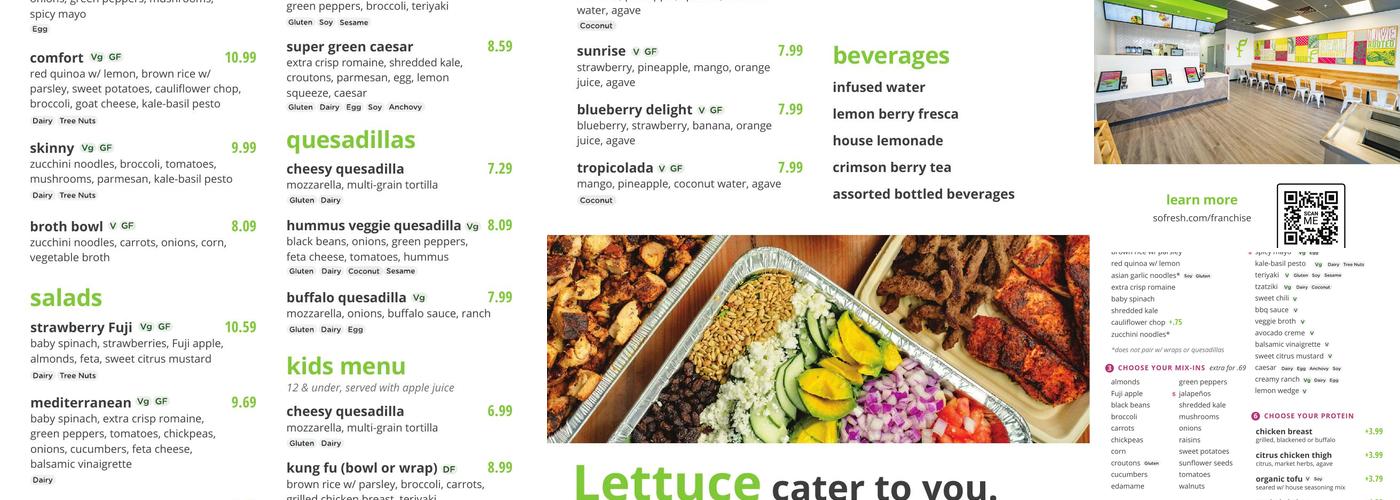 SoFresh Westshore Menu