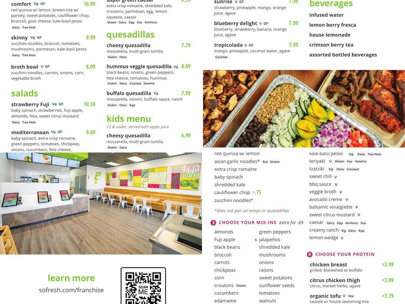 SoFresh Westshore Menu