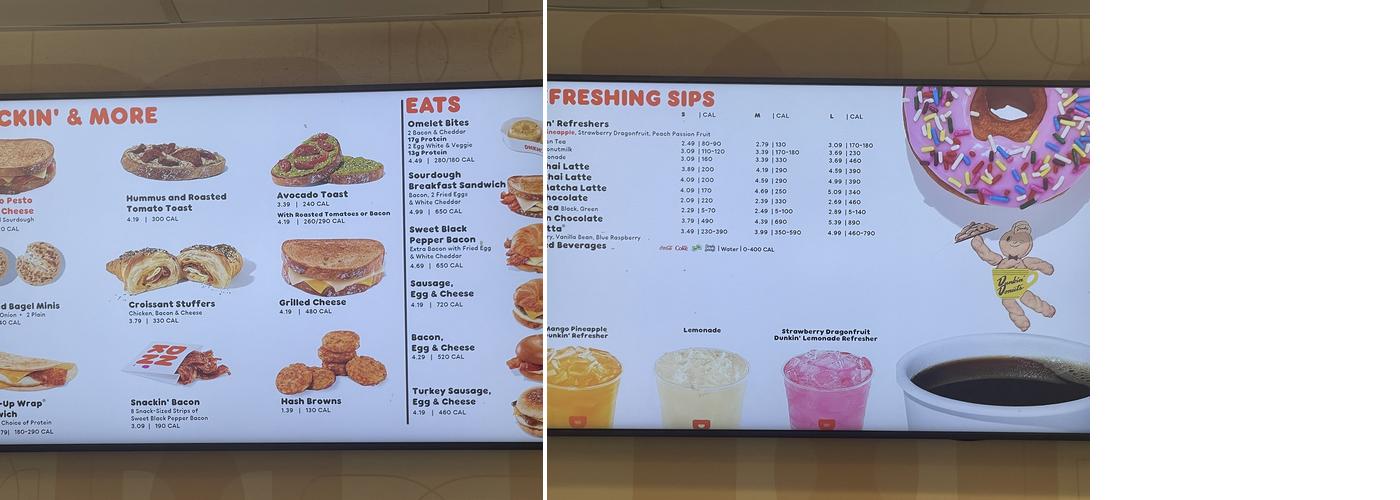 Dunkin' Menu