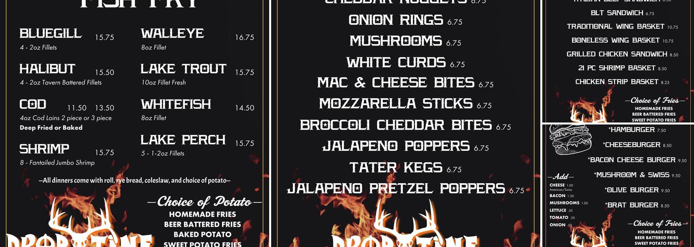 Drop Tine Bar & Grill Menu