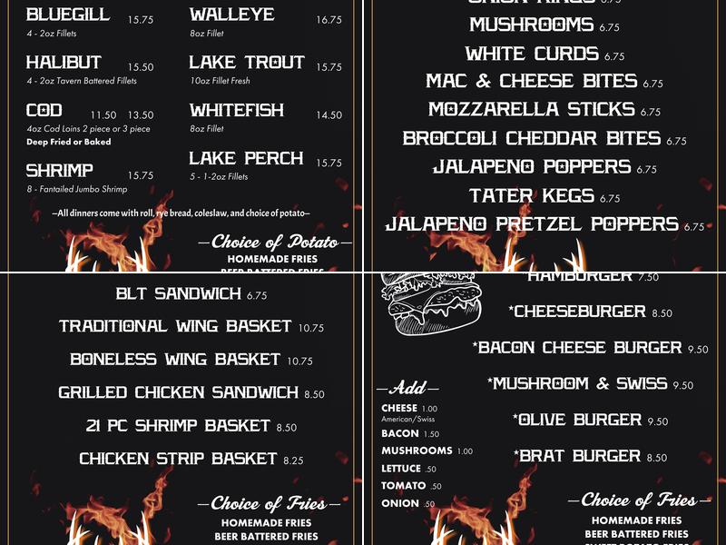 Drop Tine Bar & Grill Menu