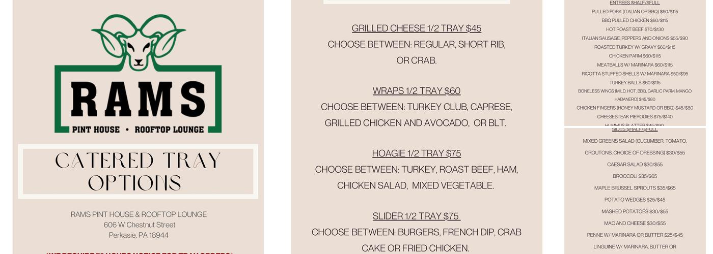 Rams Pint House & Rooftop Lounge Menu