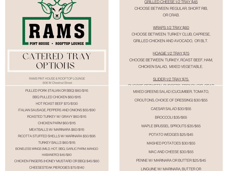 Rams Pint House & Rooftop Lounge Menu