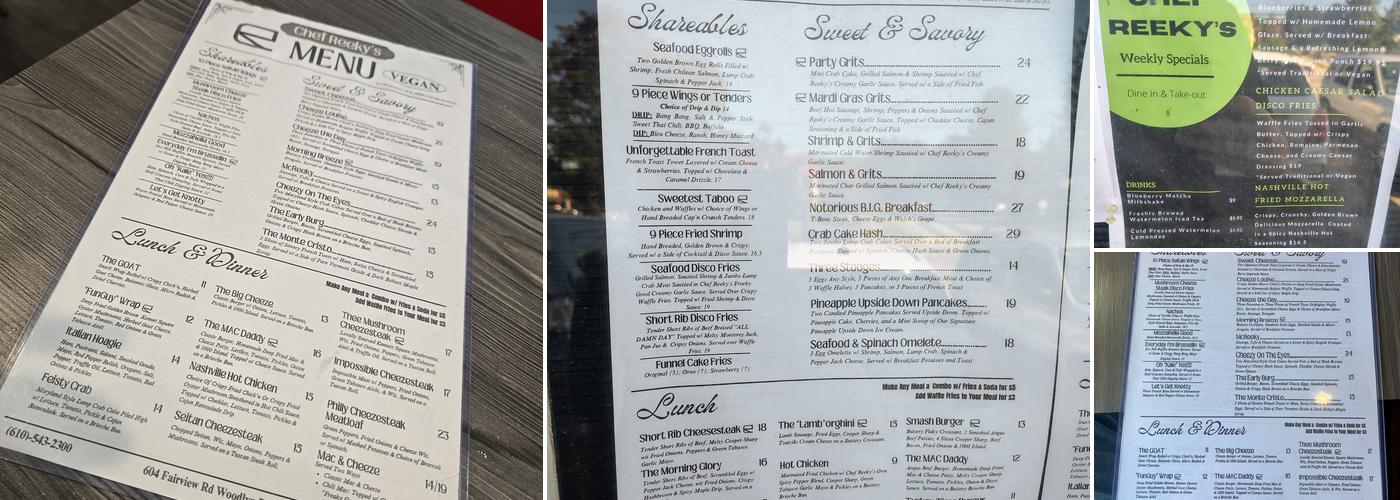 Chef Reeky’s Cafe Menu