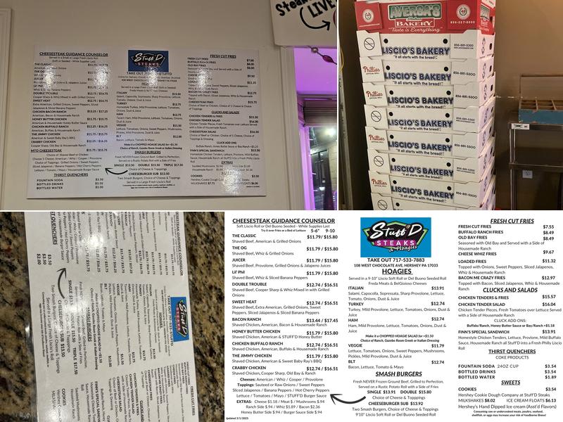 Stuff'D Steaks Menu