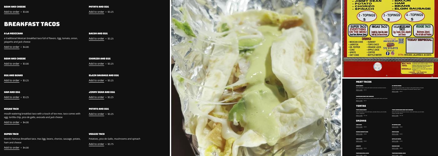Tacos 620 Menu