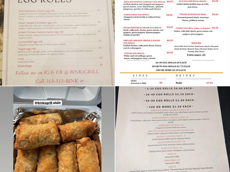 Bink's Grill Menu
